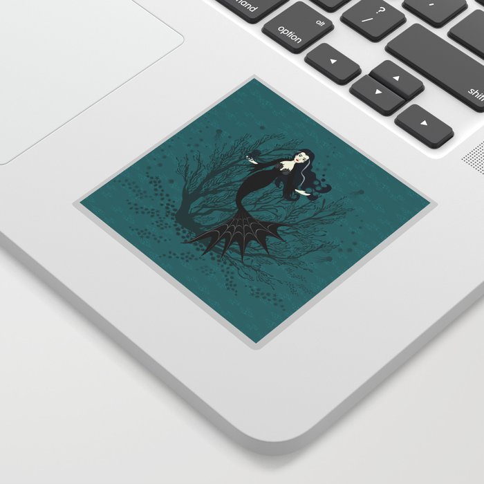 Vampire Mermaid on Aqua Sticker