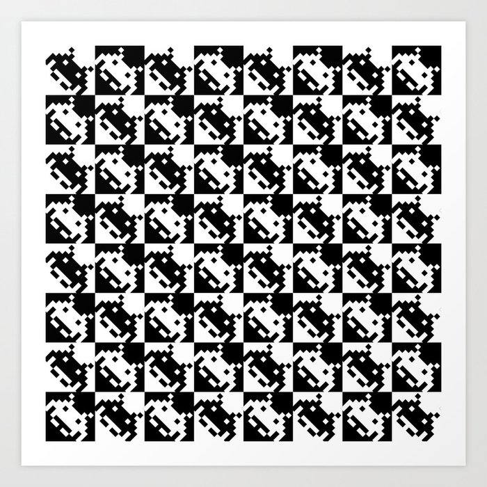 Black and white invaders pattern Art Print