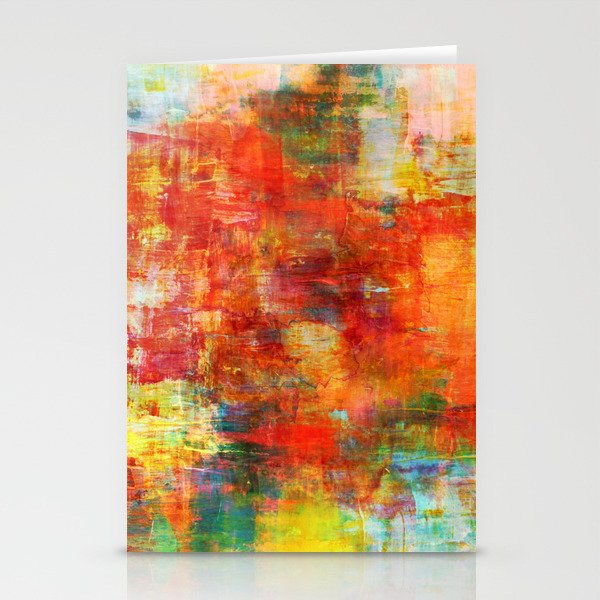 Autumn Harvest Fall Colorful Abstract Textural Painting Warm Red