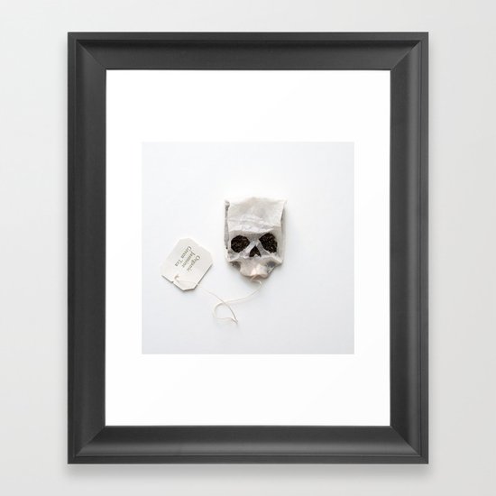 253. Tea Bag Skull Framed Art Print