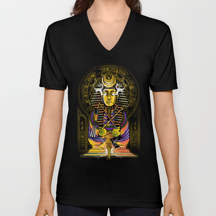 Pharaoh Egypt Illustration V Neck T Shirt