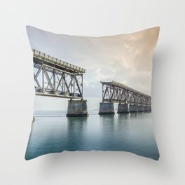 Bahia Honda Rail Bridge at Sunset Throw Pillow