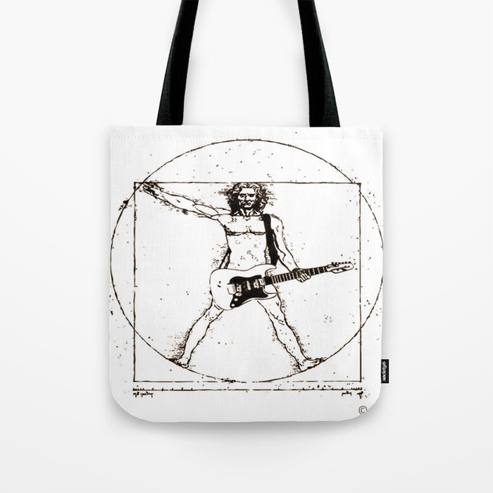 Guitar Man and Da Vinci Tote Bag