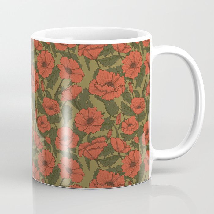 Poppy Fields Pattern with Vintage Vibes Coffee Mug