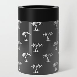 Dark Grey And White Palm Trees Pattern Can Cooler