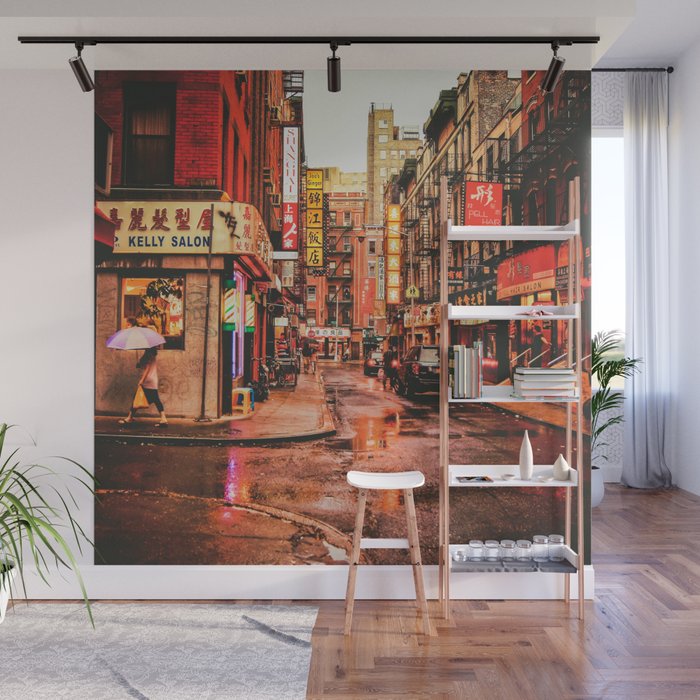 New York City Rain in Chinatown Wall Mural by Vivienne Gucwa Society6