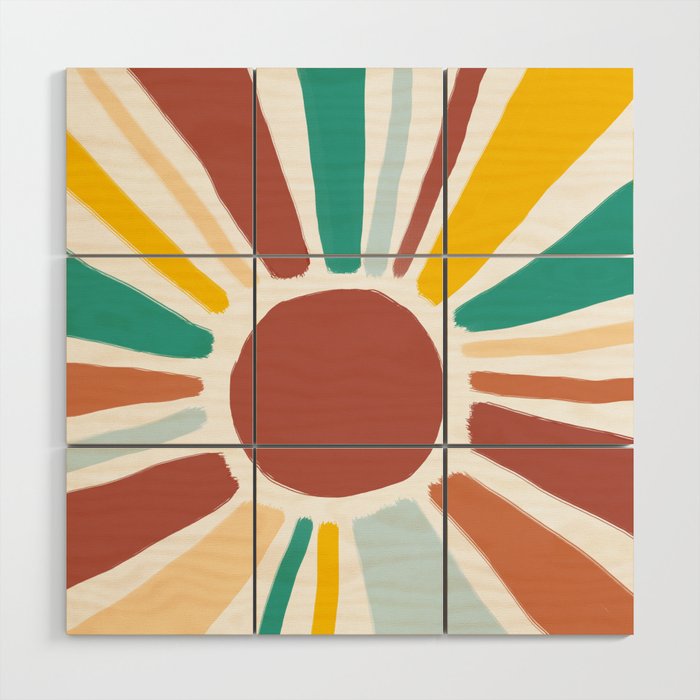 abstract boho sunshine design Wood Wall Art