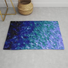Deep Blue Ocean Mosaic Tile Rug
