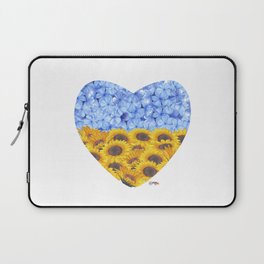 Floral heart-shaped national flag of Ukraine Laptop Sleeve