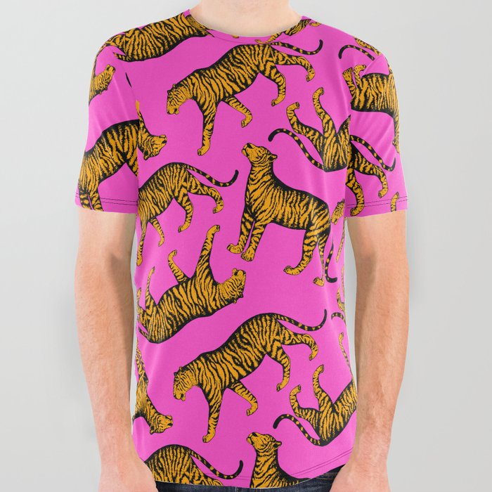 Tigers (Magenta and Marigold) All Over Graphic Tee