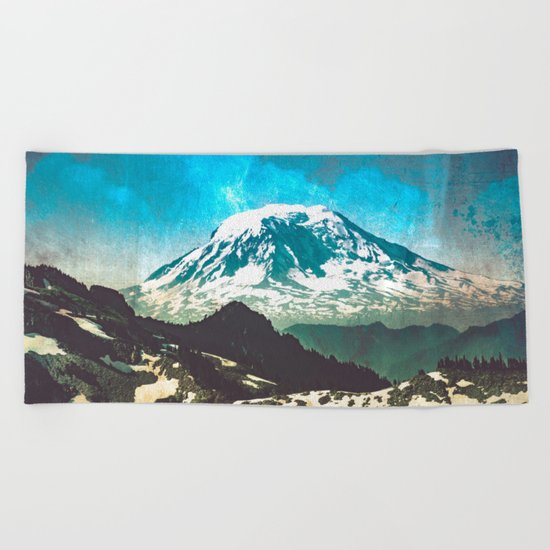 Mt Adams from Mt Rainier Washington State Beach Towel