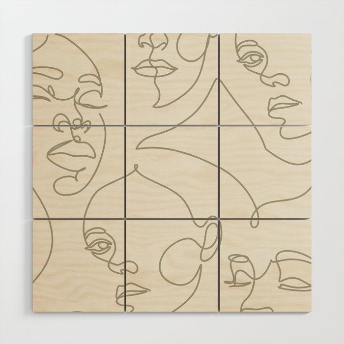 Face in lines Wood Wall Art