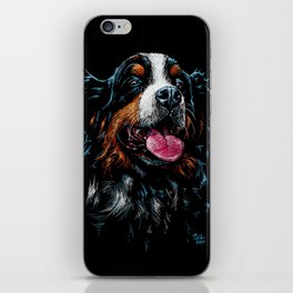 Bernese Mountain Dog - Dramatic and Colourful Pastel Art on Black Paper - Your New Best Friend iPhone Skin