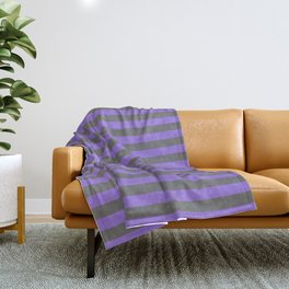 [ Thumbnail: Dim Grey and Purple Colored Pattern of Stripes Throw Blanket ]