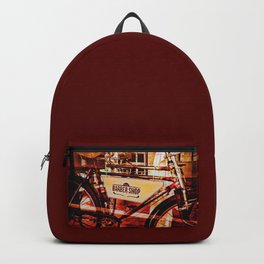 Barber shop vintage photograph of an antique bicycle Backpack