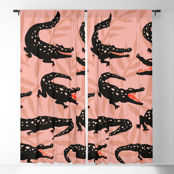 Alligator Collection – Black & Peach Blackout Curtain