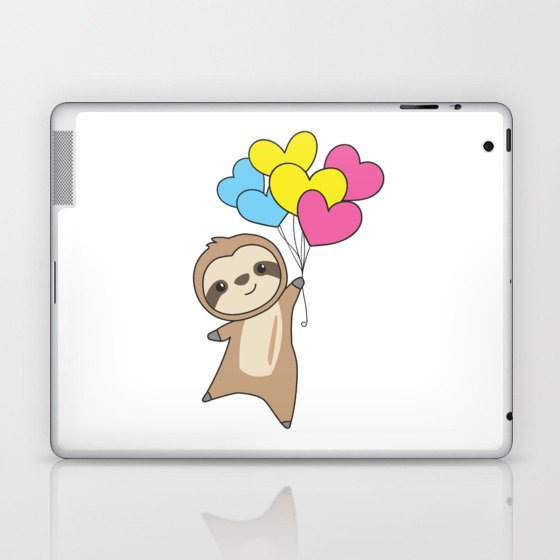 Pansexual Flag Gay Pride Lgbtq Heart Sloth Laptop & iPad Skin