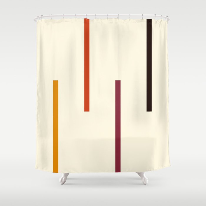 Abstract Minimal Retro Stripes Yin B Shower Curtain