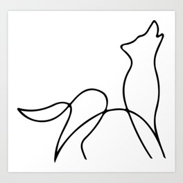 Picasso wolf Art - Minimal wolf Line Drawing Art Print