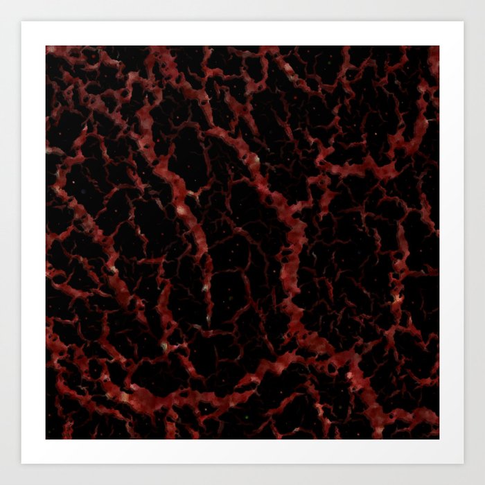 Cracked Space Lava - Glitter Red Art Print