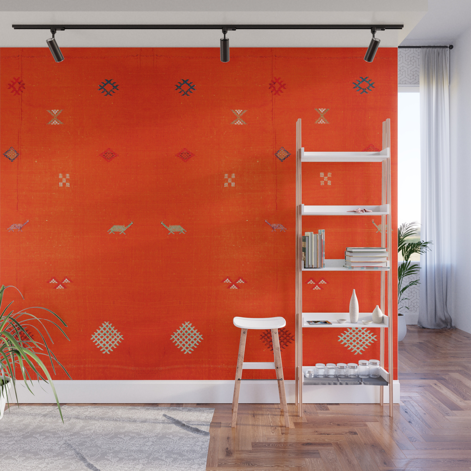 7 Vintage Orange Anthropologie Moroccan Artwork Wall Mural By