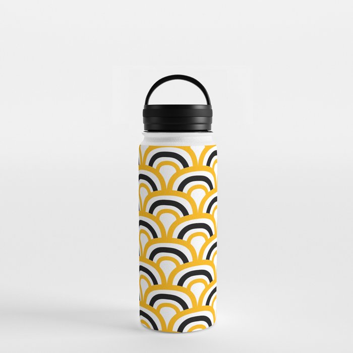 Orange Black and White Retro Scallop Pattern Pairs Coloro 2022 Popular Color Nectar 033-74-41 Water Bottle