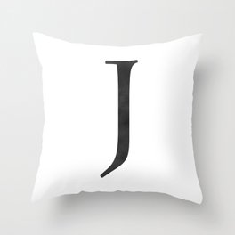 Letter J Initial Monogram Black and White Throw Pillow