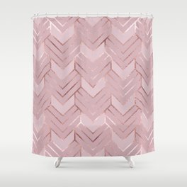 Rose gold glitter geometric hearts seamless pattern Shower Curtain