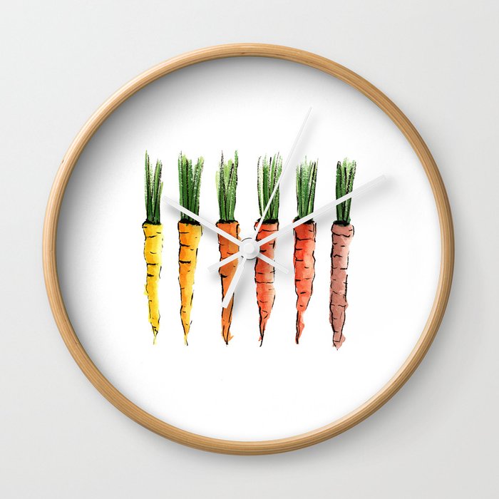 Happy colorful carrots Wall Clock