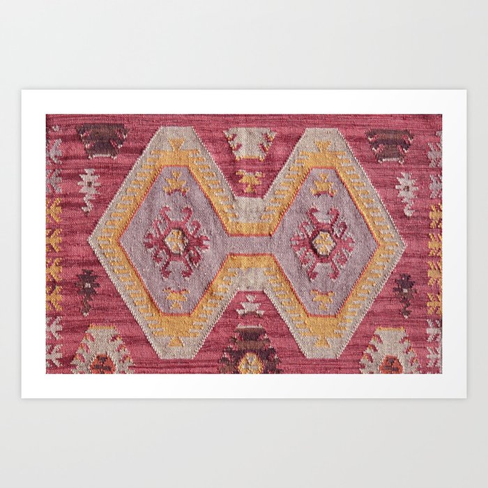 Tribal Design Kilim In Berry Art Print