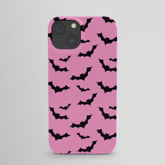 Black Bat Pattern on Pink iPhone Case