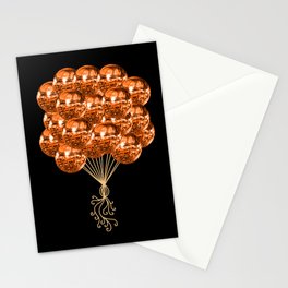 Seventies Metallic Orange Disco Ball Balloons Stationery Card