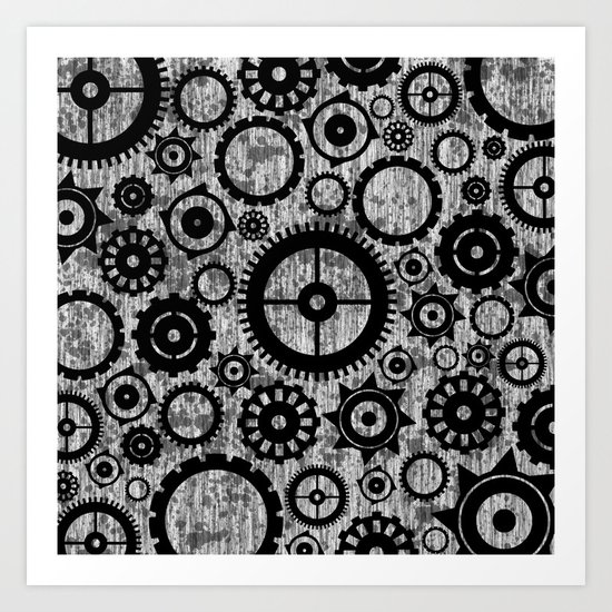 Grunge Cogs. Art Print