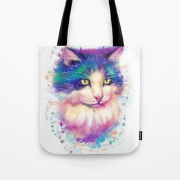 Yellowed eye  multi colored cat  Tote Bag