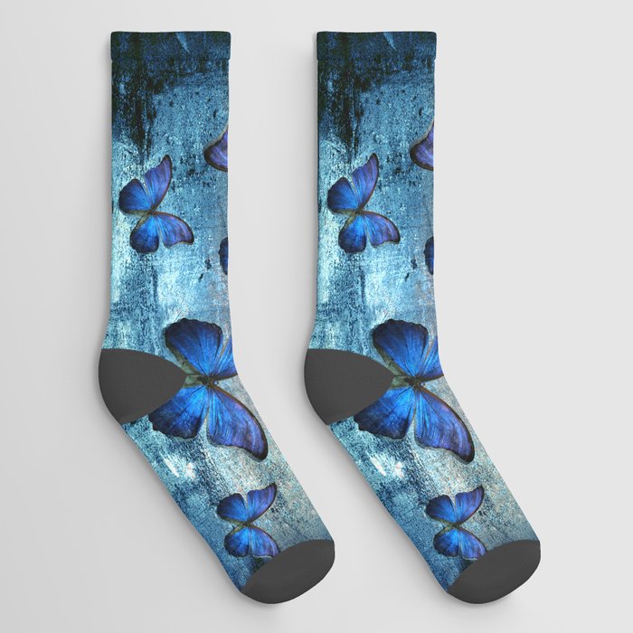 Butterfly Blue Vintage  Socks