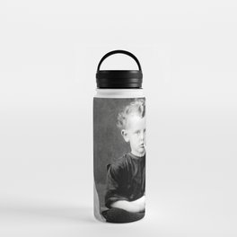 Smoking Boy with Chicken black and white photograph - photography - photographs Water Bottle