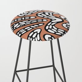 Organic Abstract Tribal Pattern in Bronzed Orange, Black and White Bar Stool