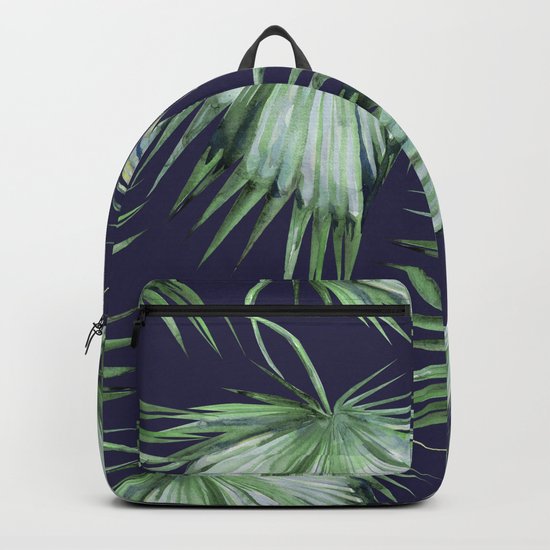 Floating Palm Leaves Blue Backpack