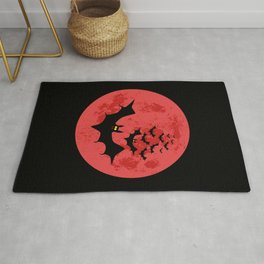 Vampire Bats Against The Red Moon Area & Throw Rug