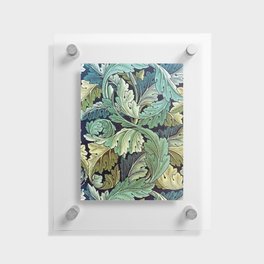 William Morris Herbaceous Acanthus green / blue Italian Laurel Acanthus Textile Floral Leaf Print  Floating Acrylic Print