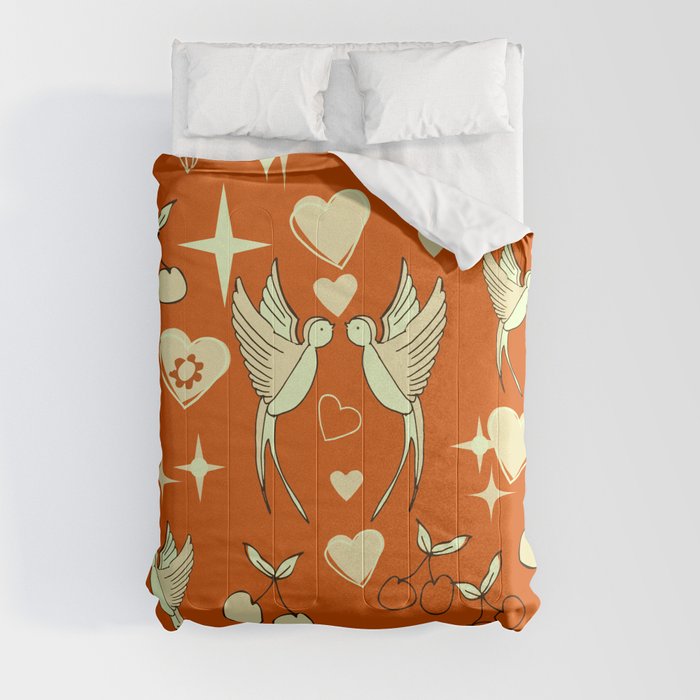 Kitsch Valentine Orange Comforter