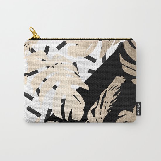 Simply Tropical Midnight Black Memphis Palm Leaves Carry-All Pouch