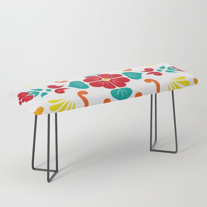 Orange 1, Framed Talavera Flower Bench