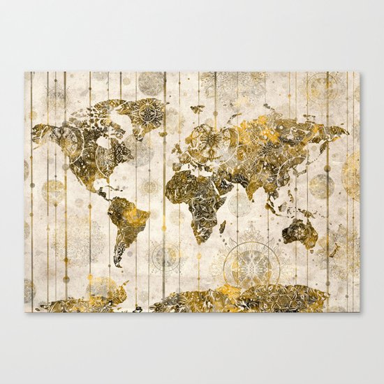 world map mandala sepia 1 Canvas Print
