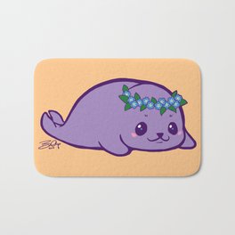 Baby Seal has Forget Me Nots Bath Mat | Digital, Love, Animal, Graphic Design 
