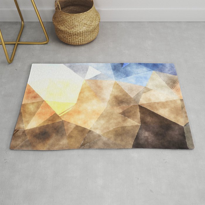 On the fields- Abstract watercolor triangle pattern Rug