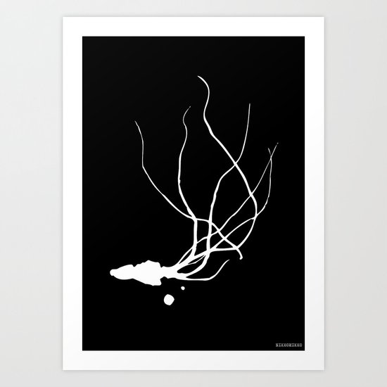 Squid in Ink 1 Black Art Print