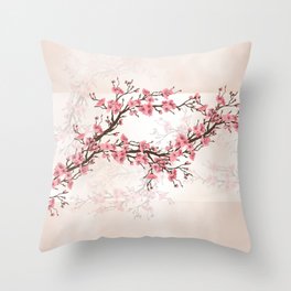 Cherry Tree Blossom - Sakura Branch Throw Pillow