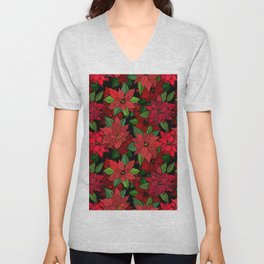 Poinsettias V Neck T Shirt