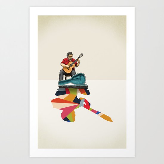 Walking Shadow, Guitarist Art Print